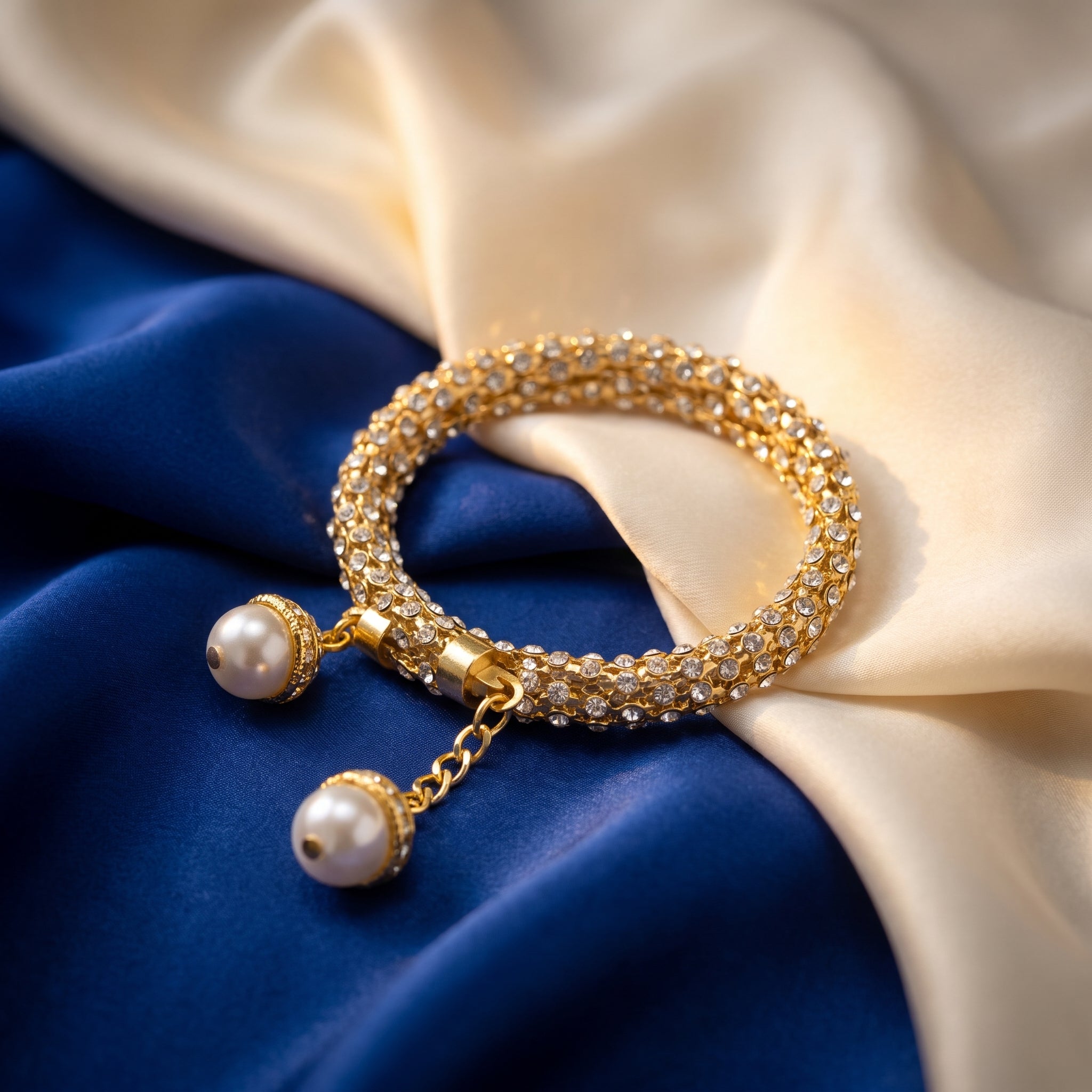 Two line diamod beaded spiral braclate