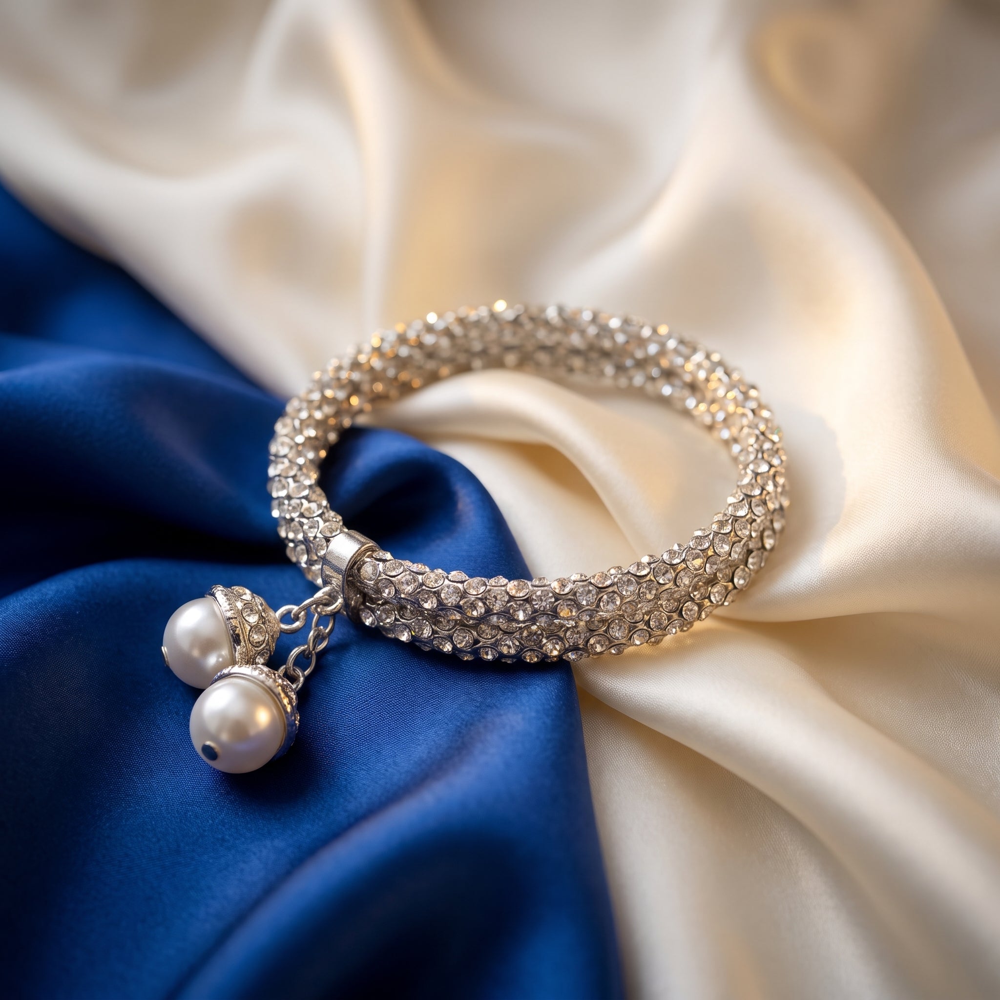 Two line diamod beaded spiral braclate