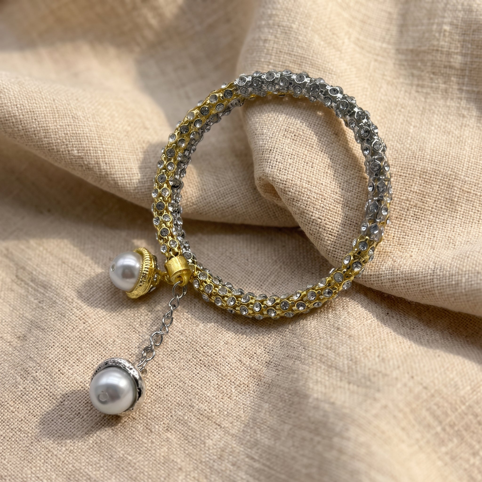 Two line diamod beaded spiral braclate