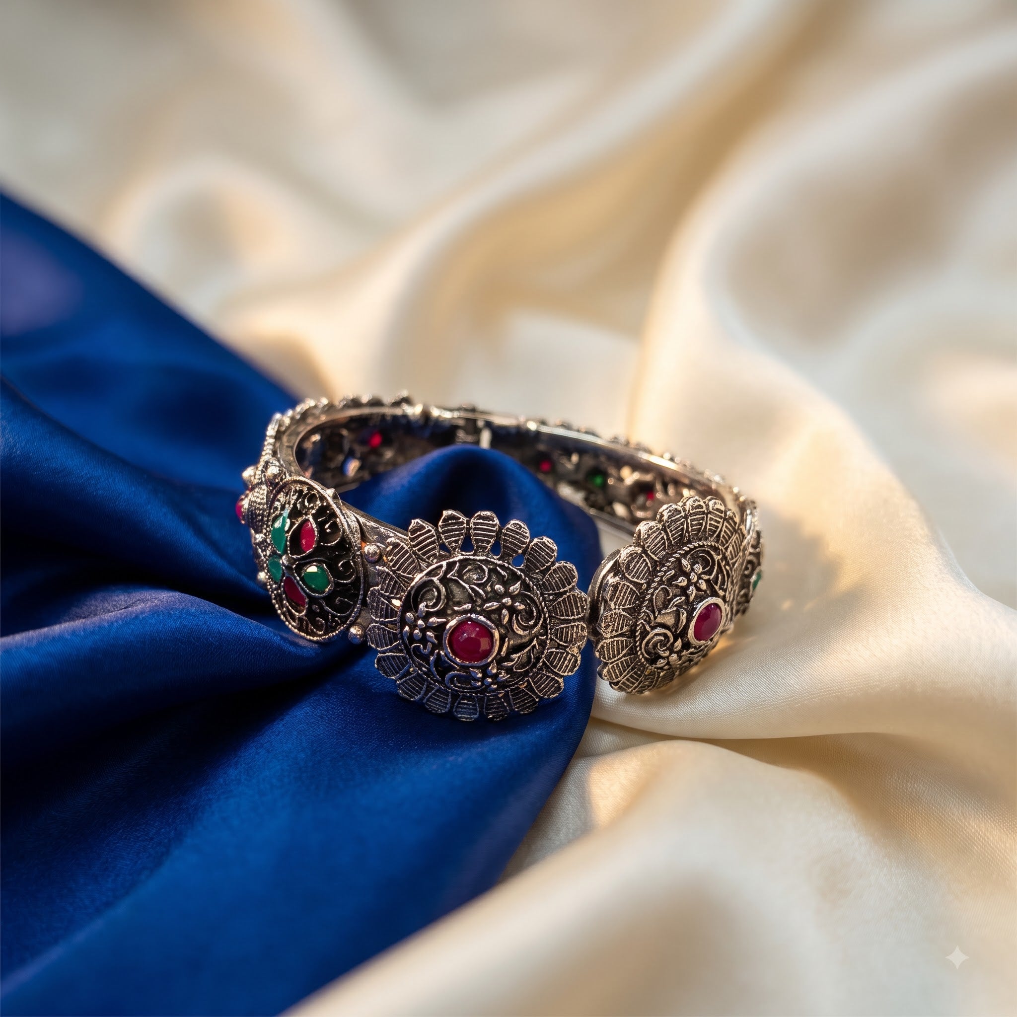 Oxidised spring circular design bracelet
