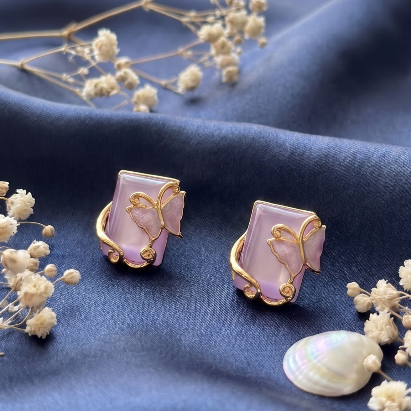 Wraparound butterfly Rectangle stud earring