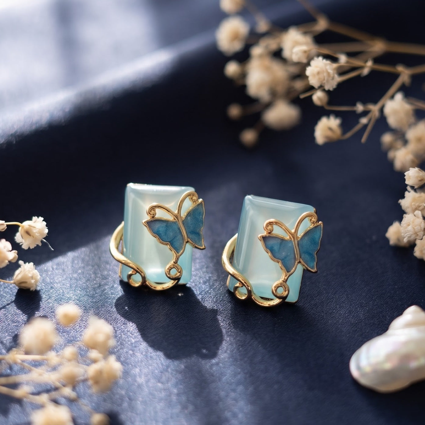Wraparound butterfly Rectangle stud earring