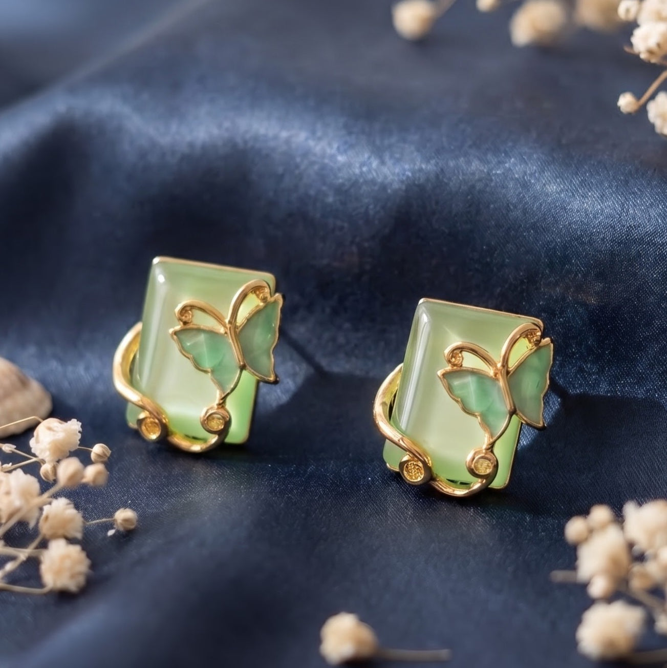 Wraparound butterfly Rectangle stud earring