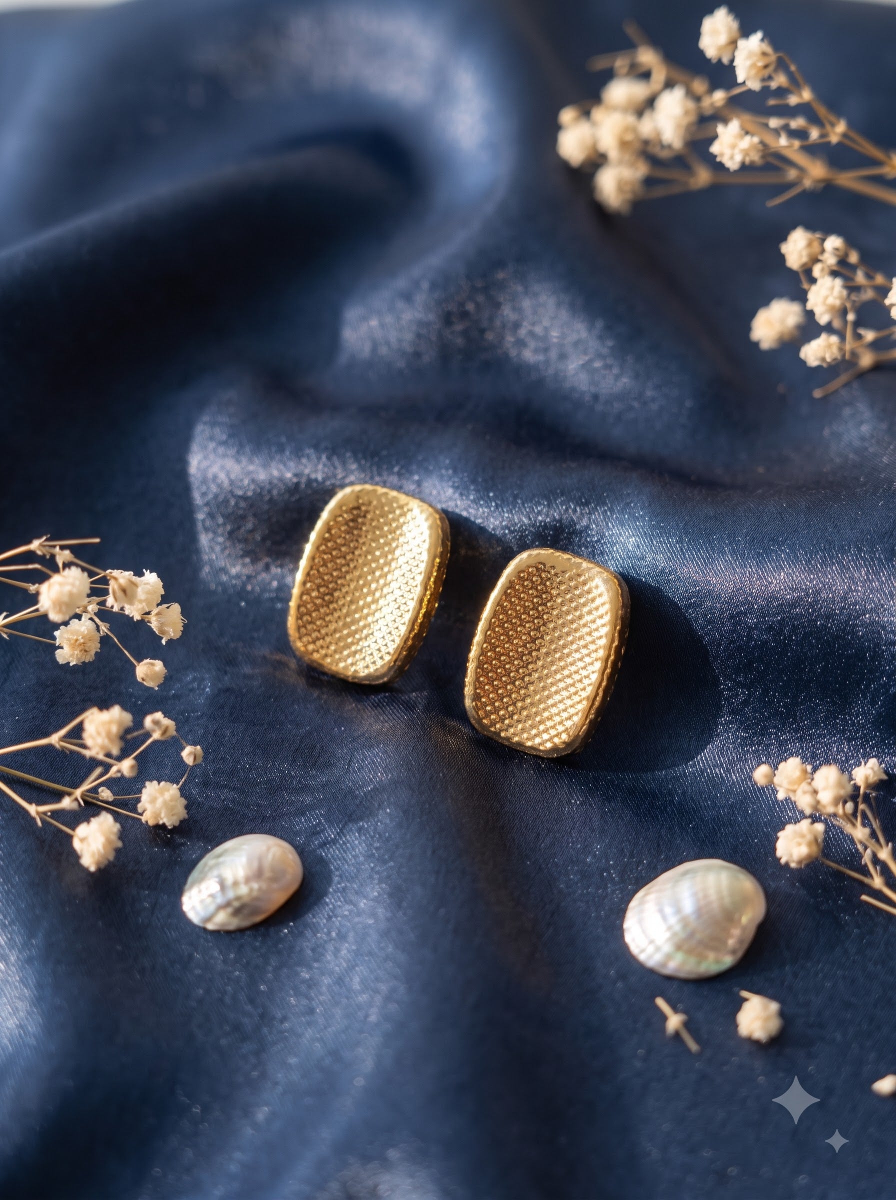 Gold crosshatch stud earring