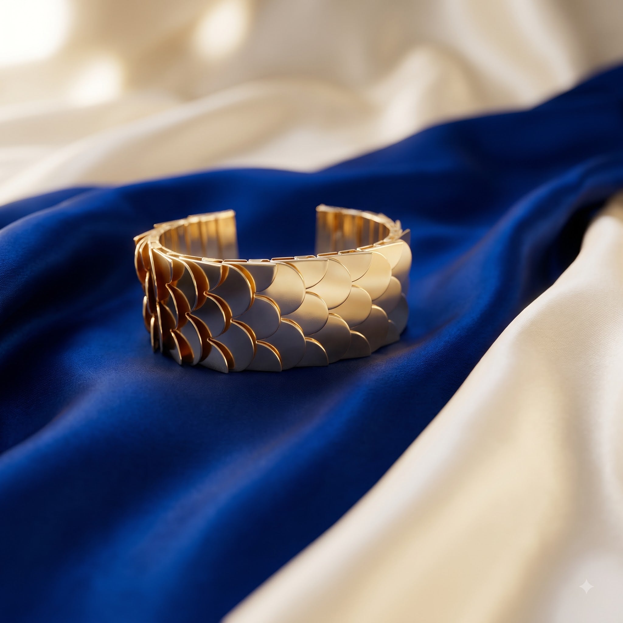 Fish scale broad cuffs bracelet