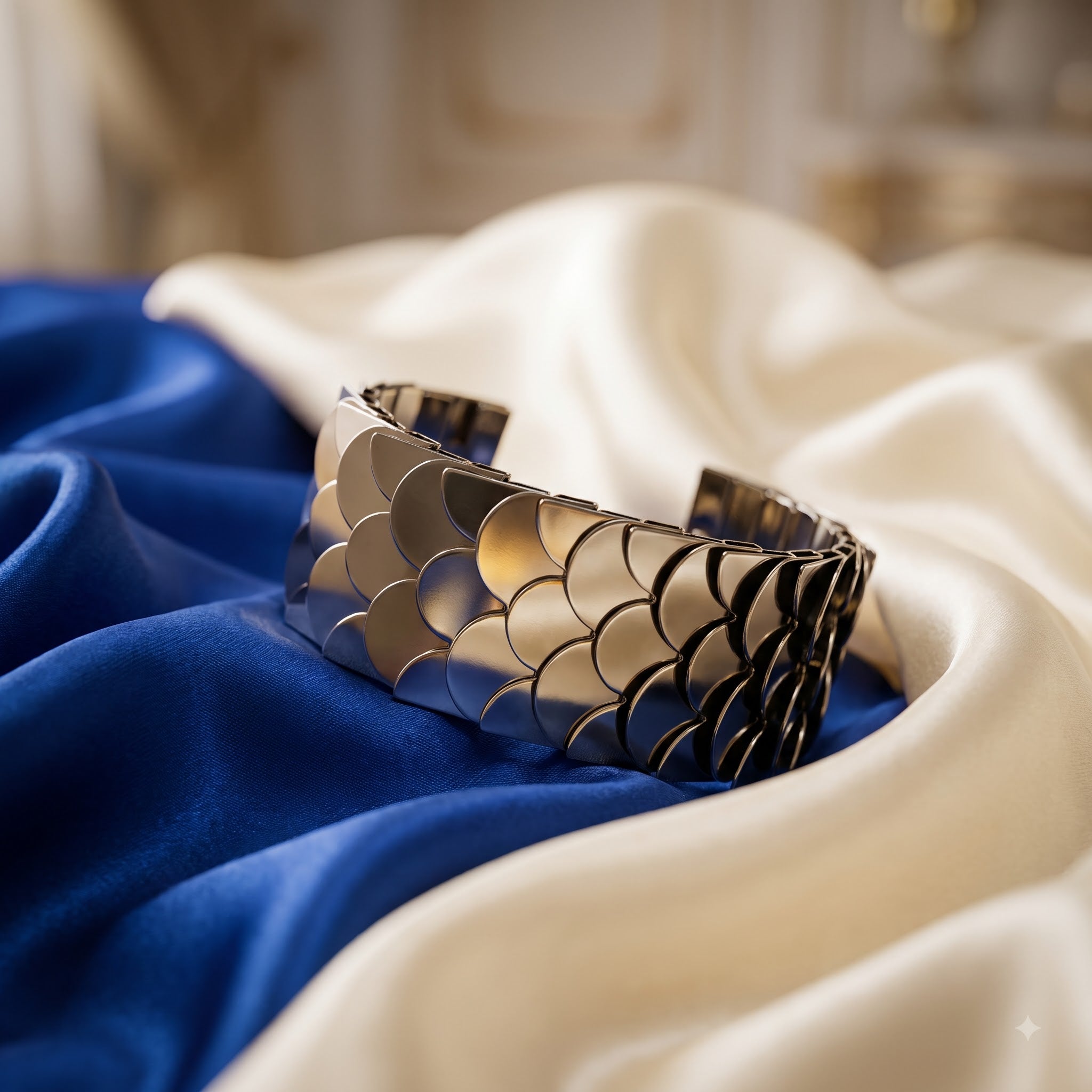 Fish scale broad cuffs bracelet