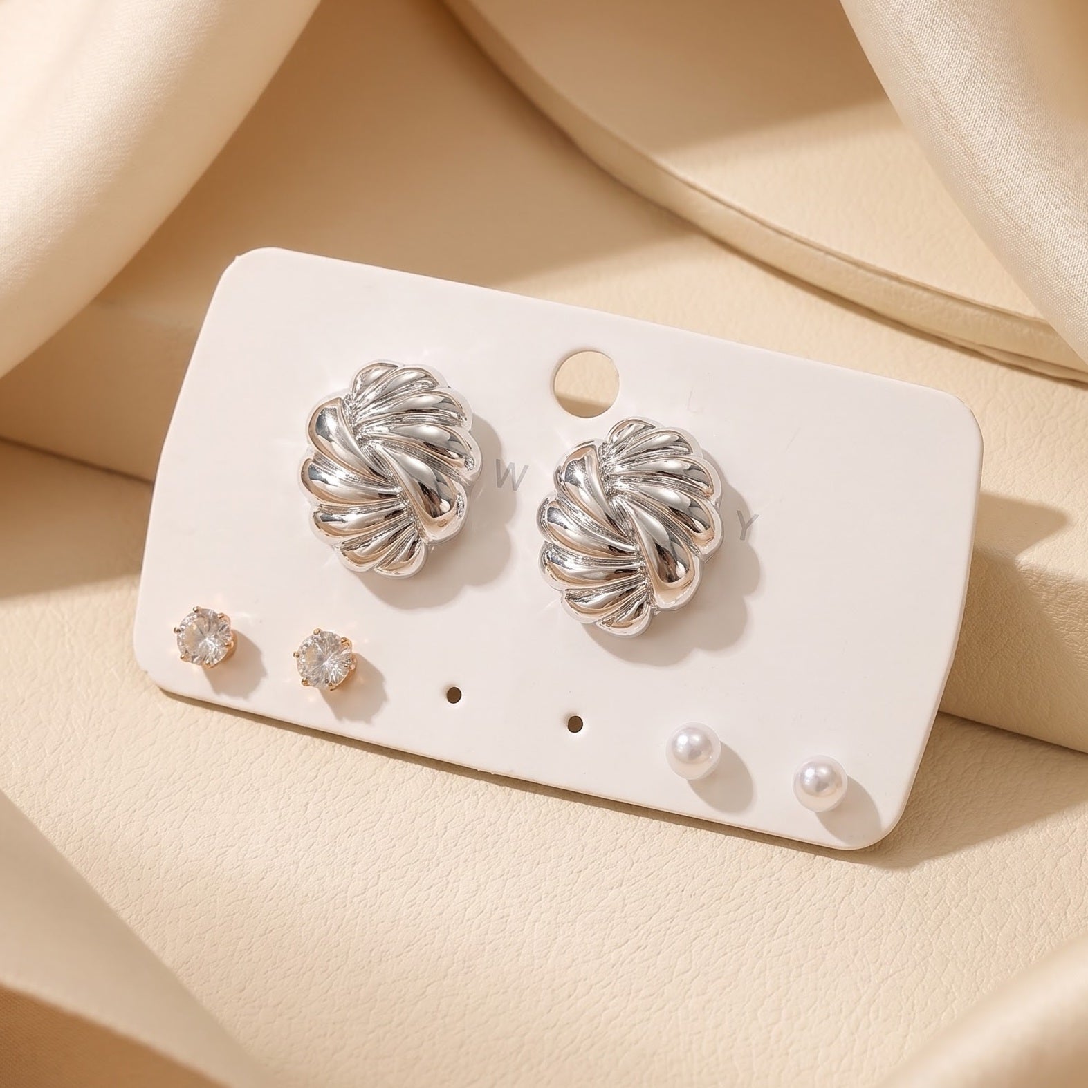 Twisted woven knot stud earring combo