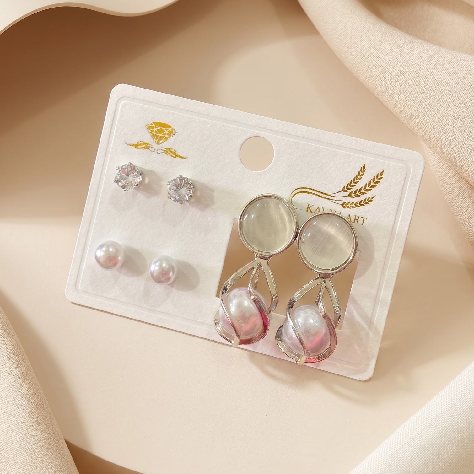 Pearl drop earring combo