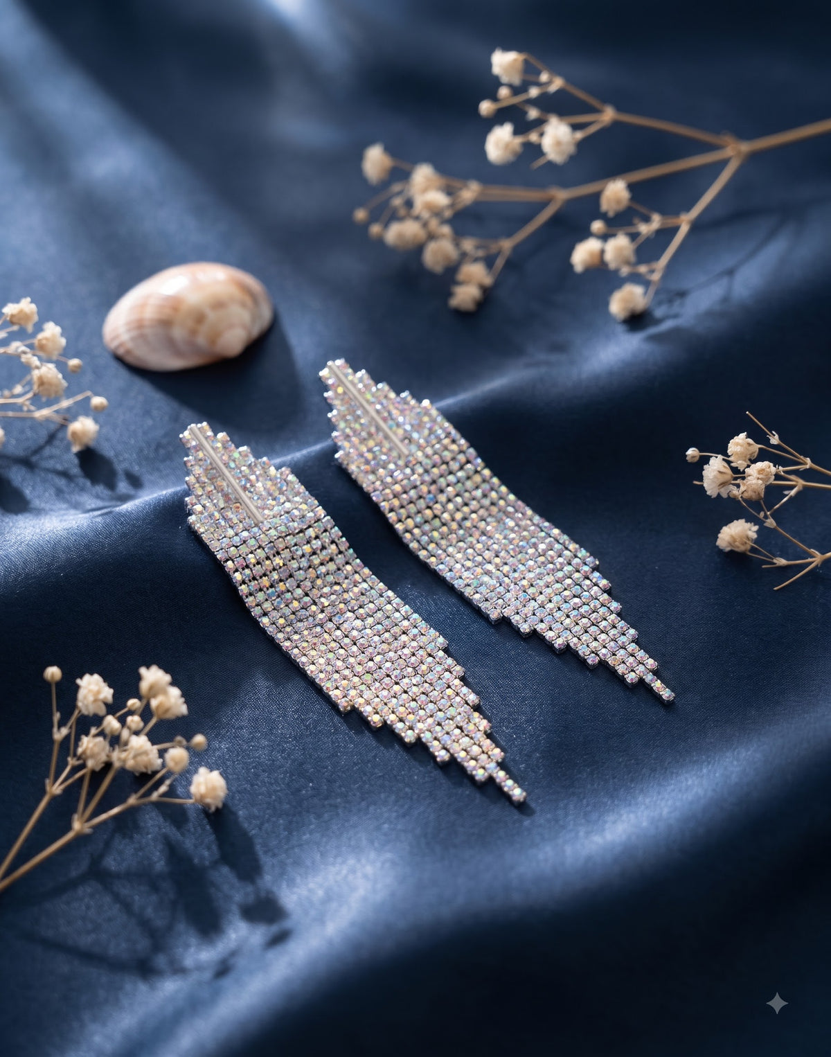 Multi layered fringe design earring
