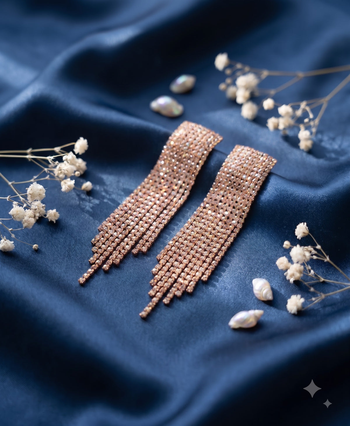 Cascade tassel drop rhinestone earring