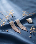 Sparkling square rhinestone tassel drop earring