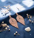 Leaf shaped tassel shining earring
