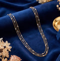 Triple layered gold chain with rodium beads