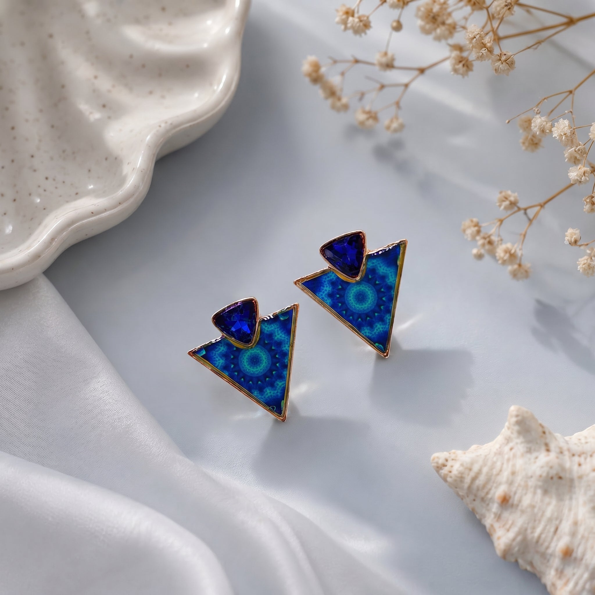 Tringular shaped epoxy  earring