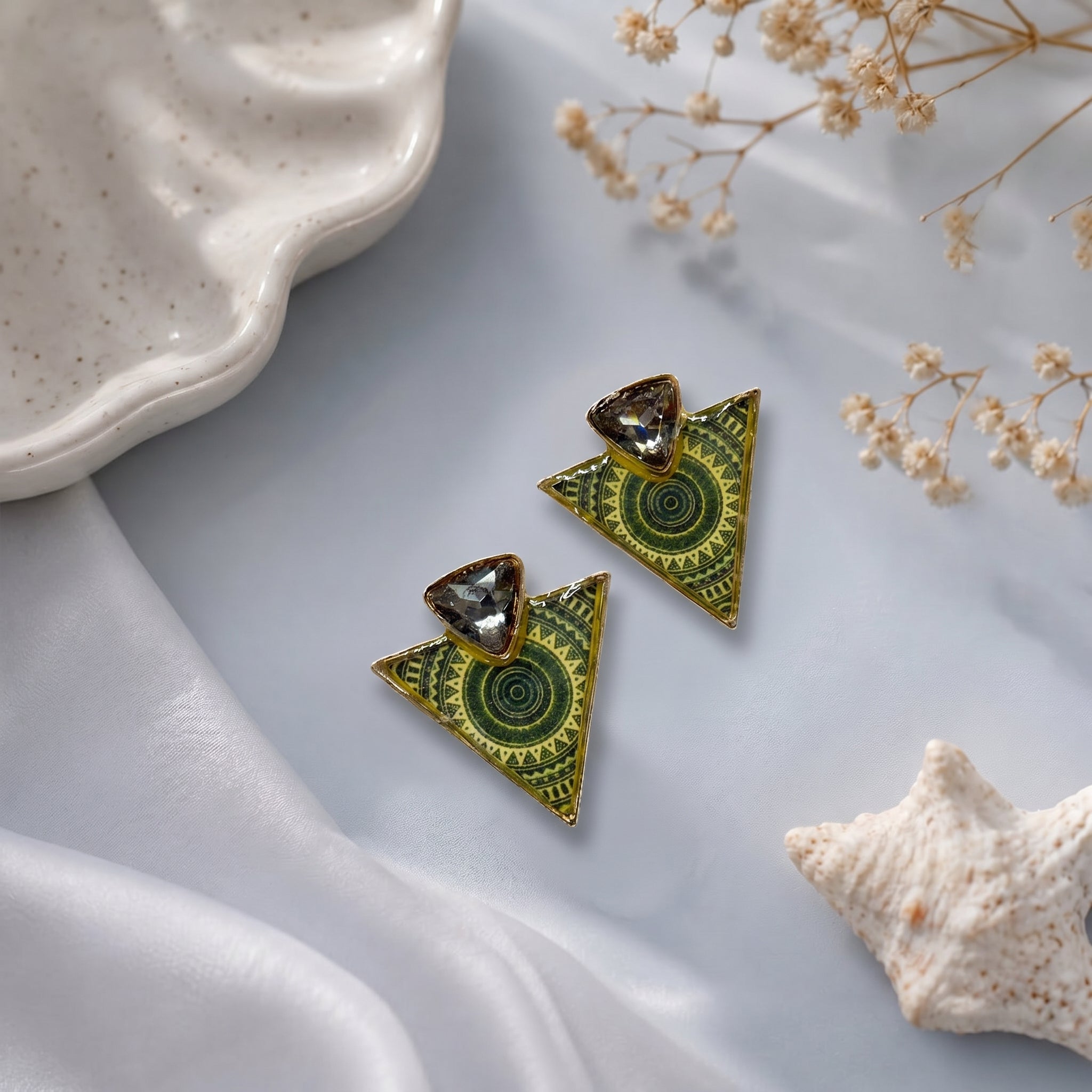 Tringular shaped epoxy  earring