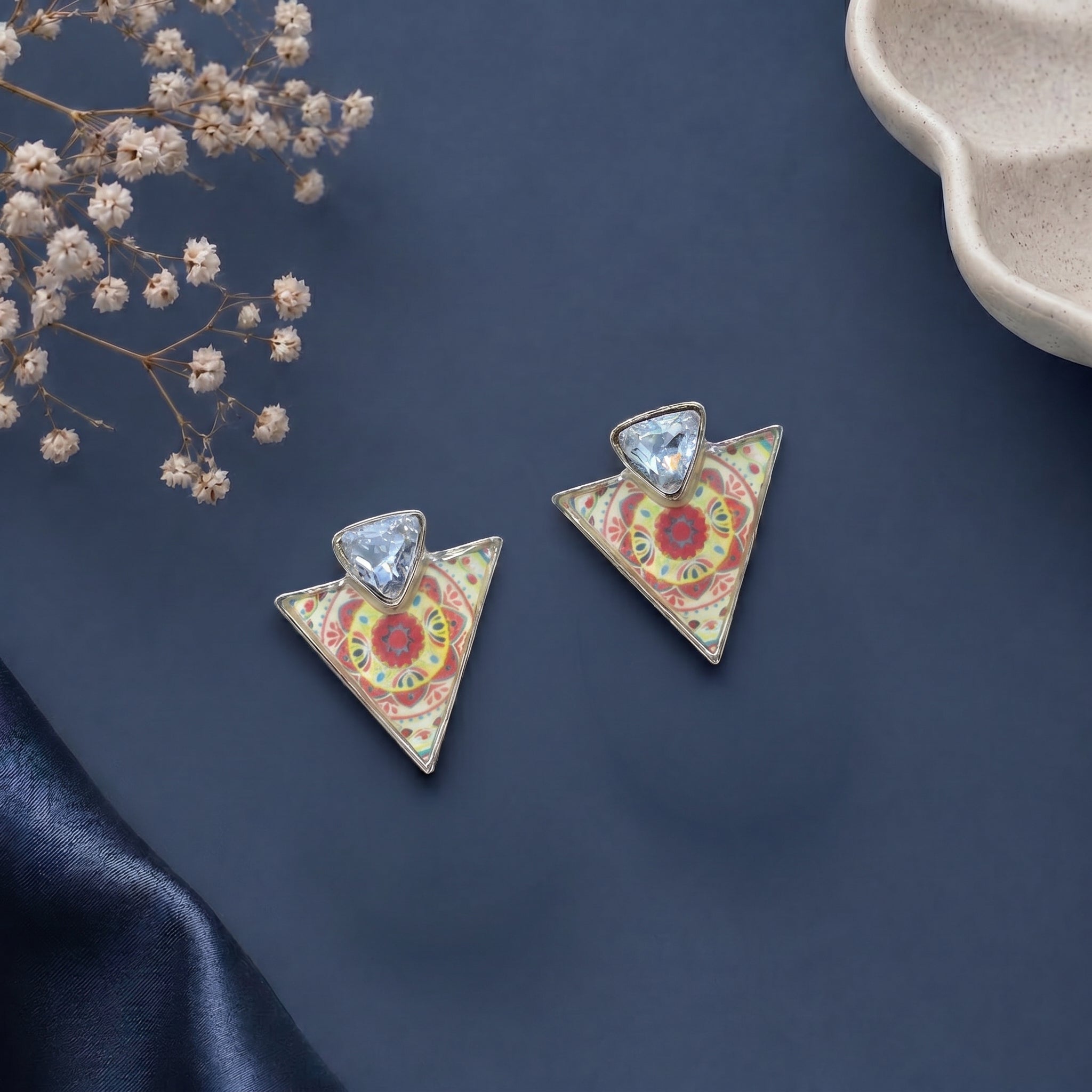 Tringular shaped epoxy  earring