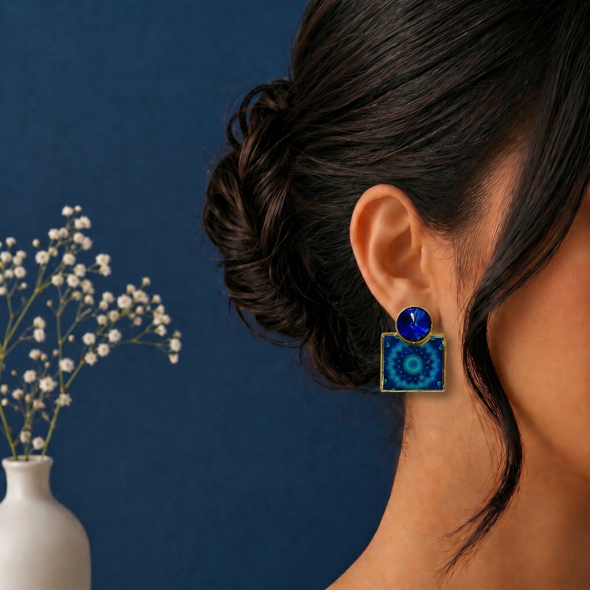 Square shaped epoxy  earring