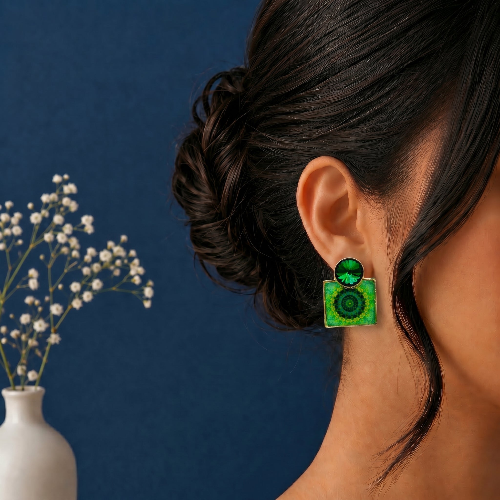 Square shaped epoxy  earring
