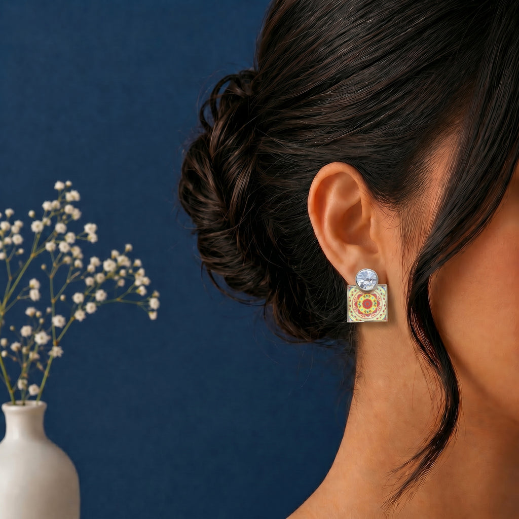 Square shaped epoxy  earring