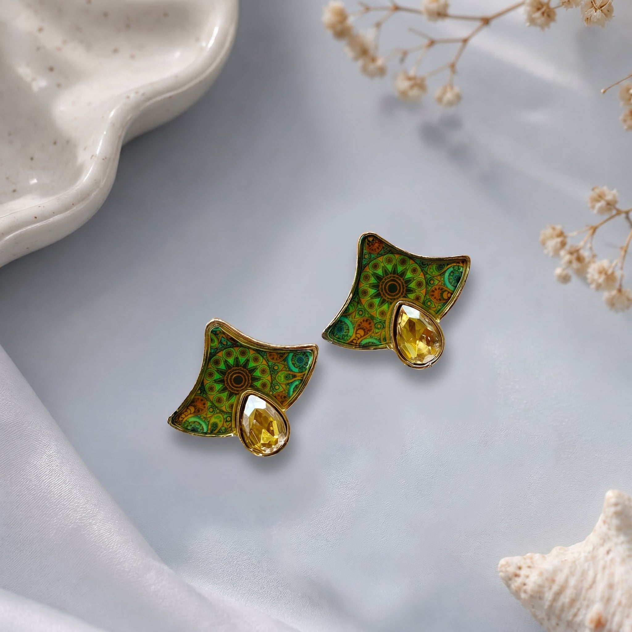 Epoxy bell shaped earring