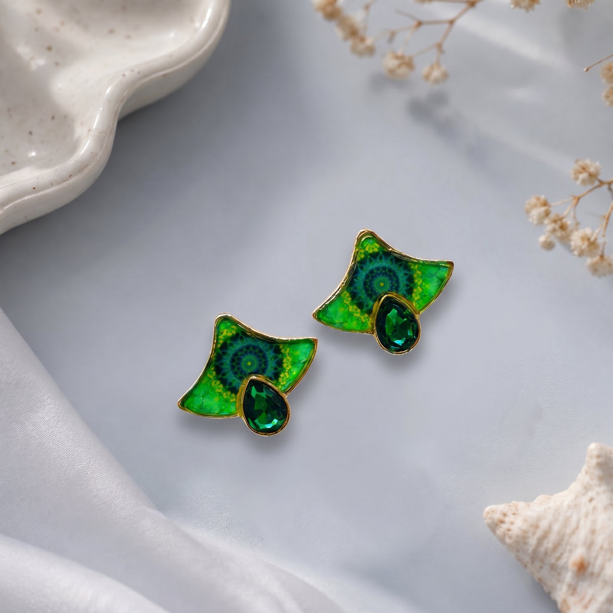 Epoxy bell shaped earring