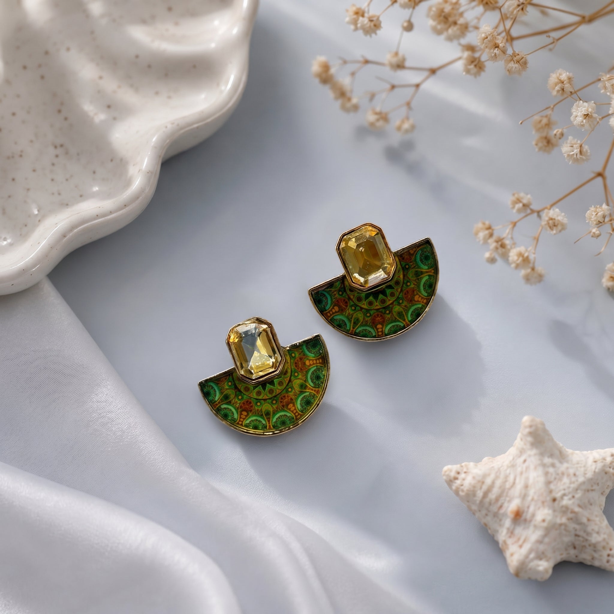Half circled epoxy earring