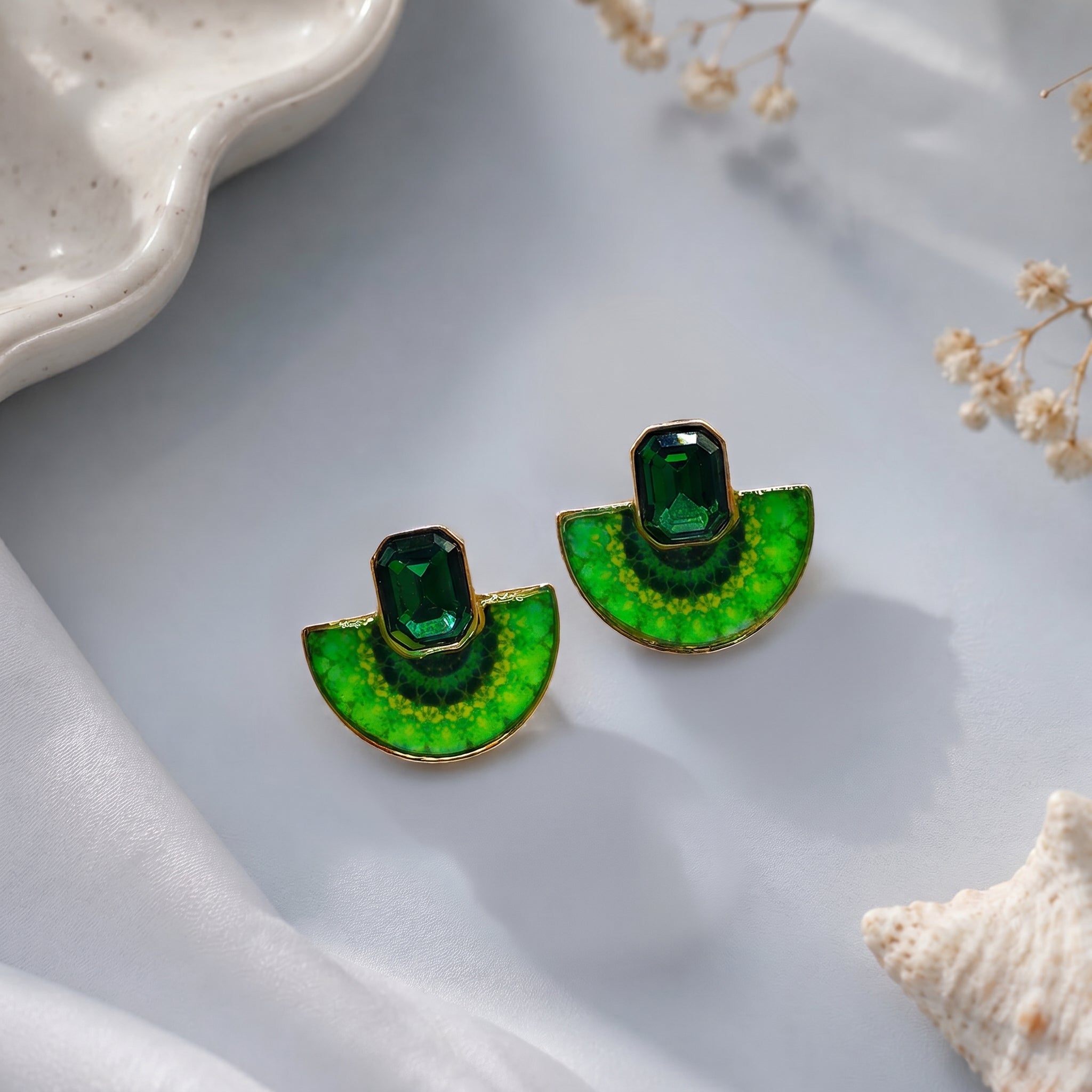 Half circled epoxy earring