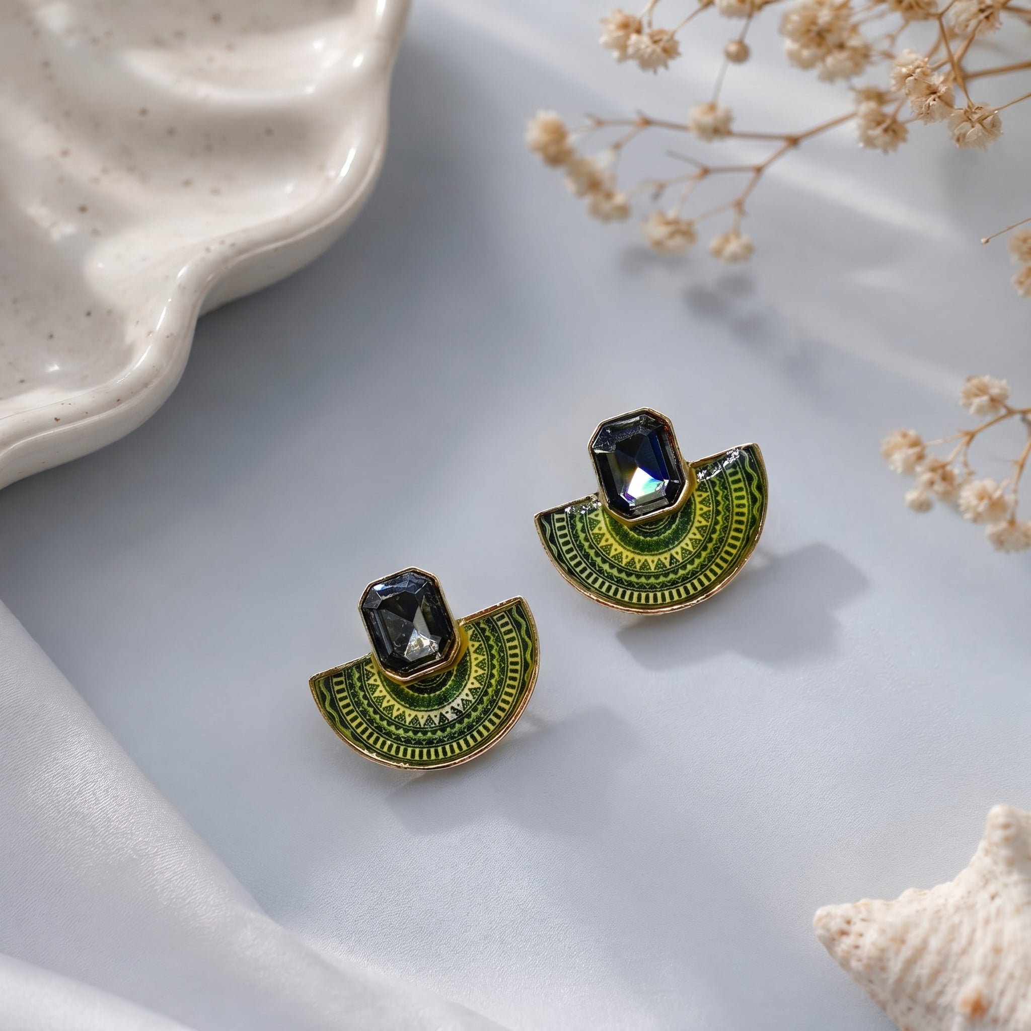 Half circled epoxy earring