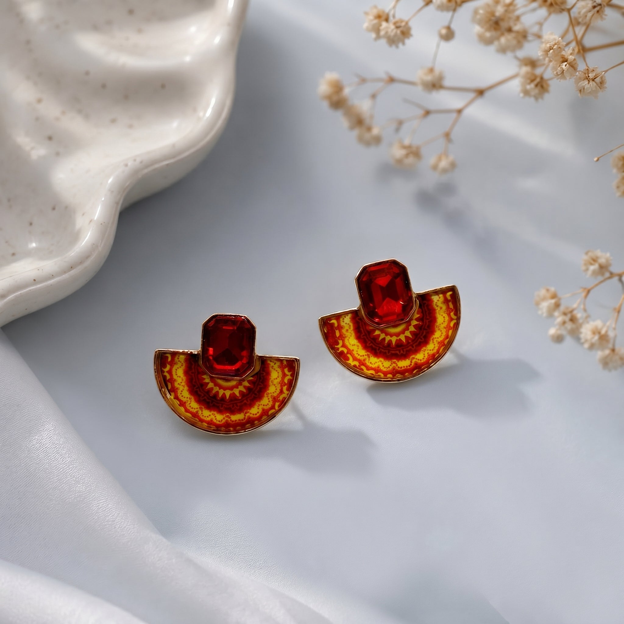 Half circled epoxy earring