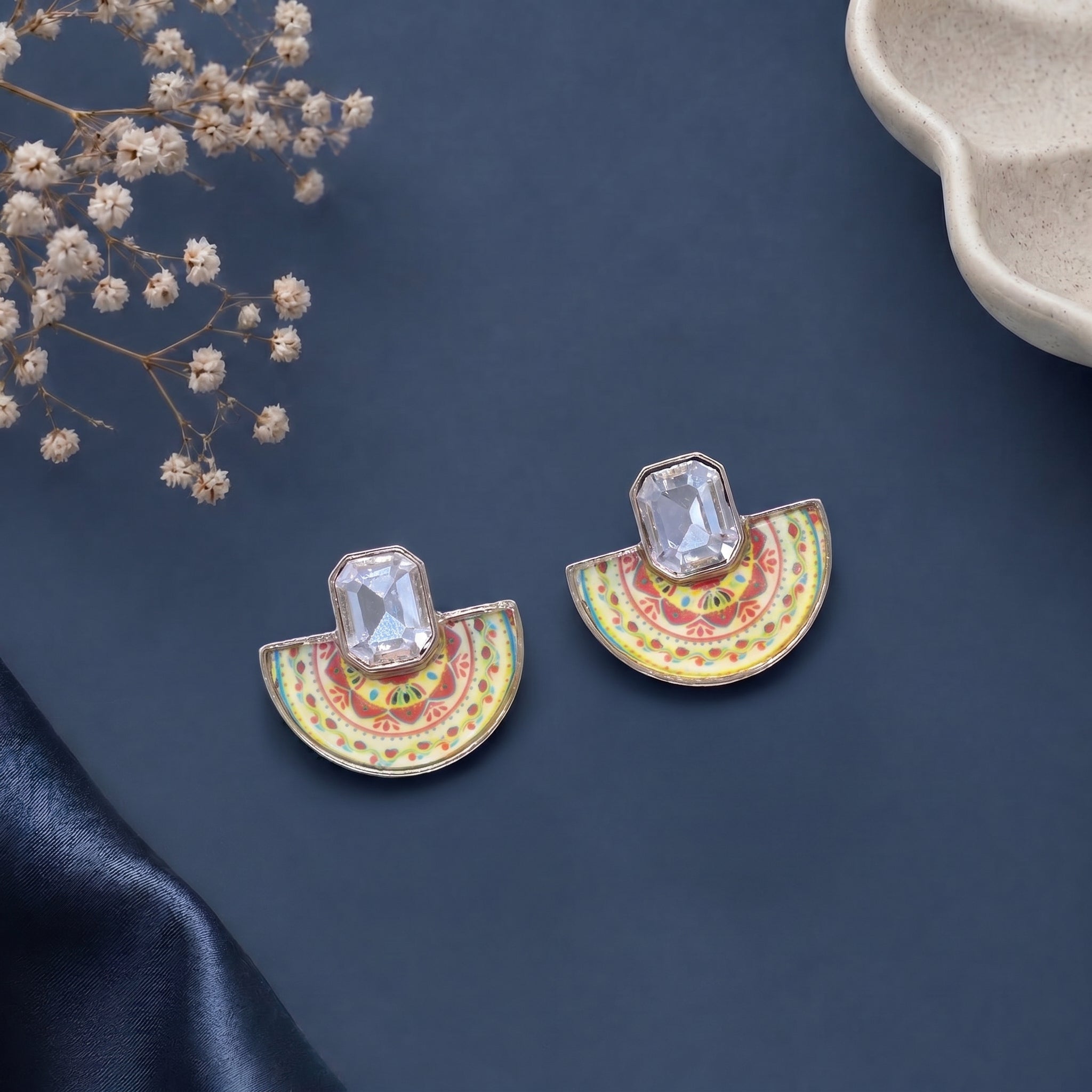 Half circled epoxy earring