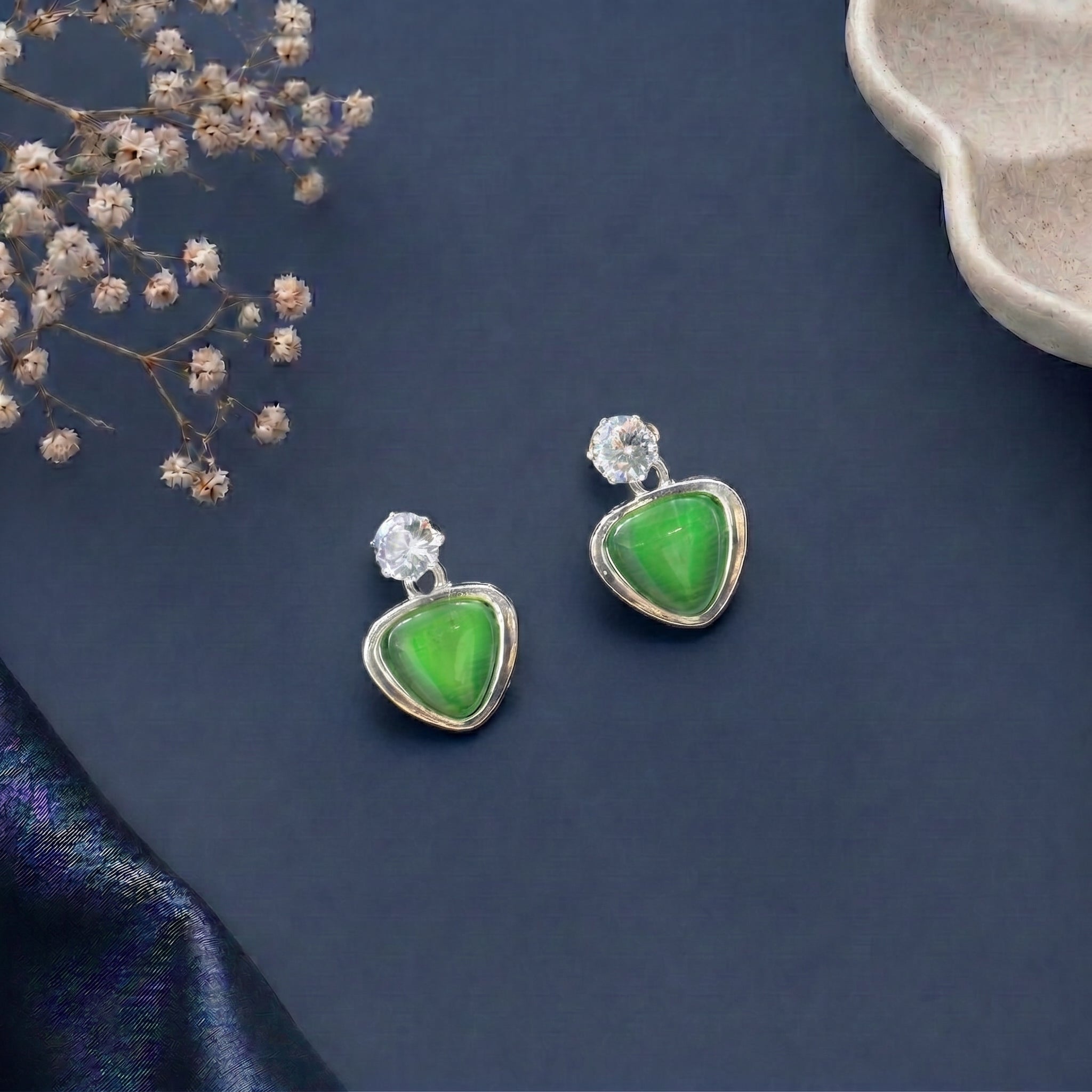 Stone studded dangling earring