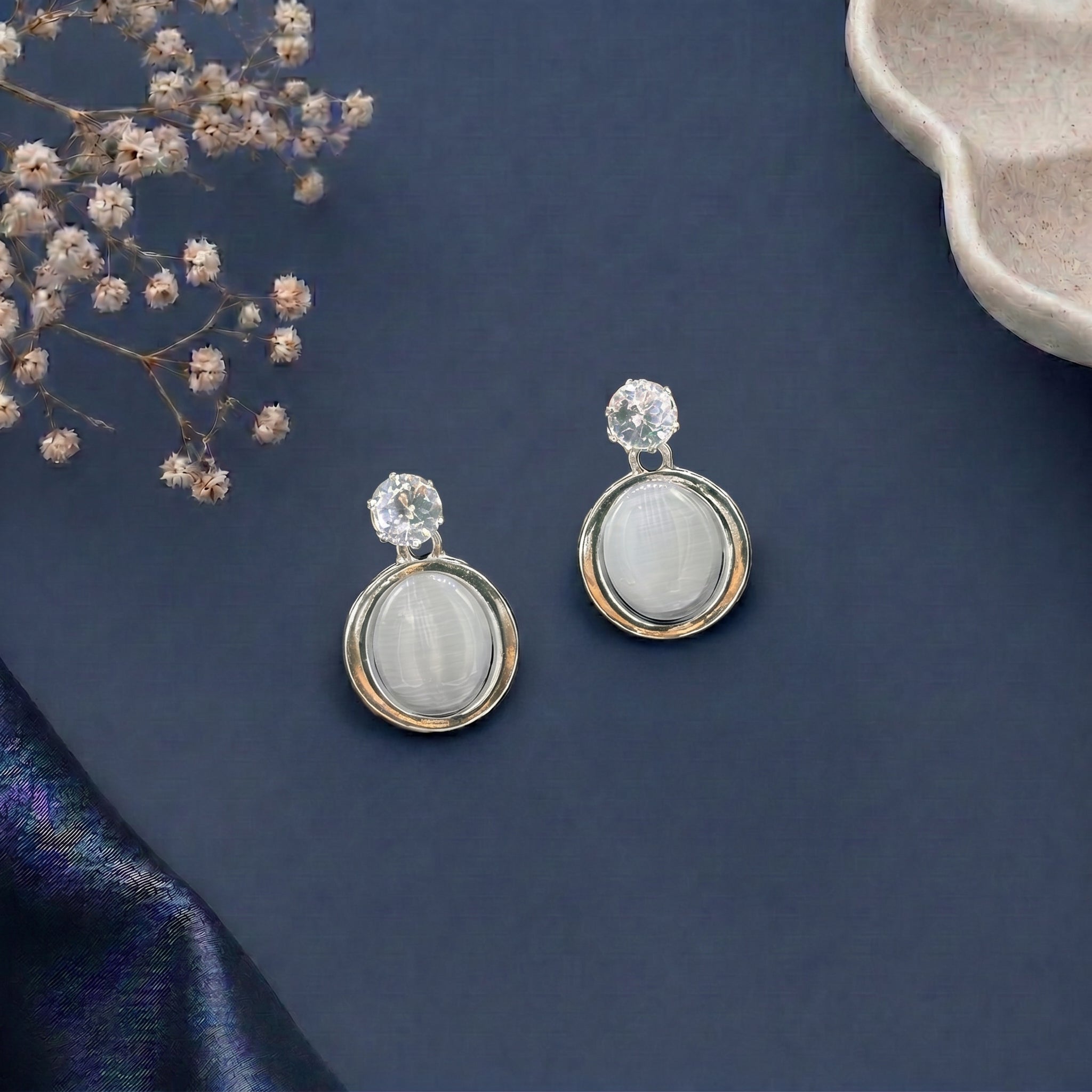 Stone studded dangling earring