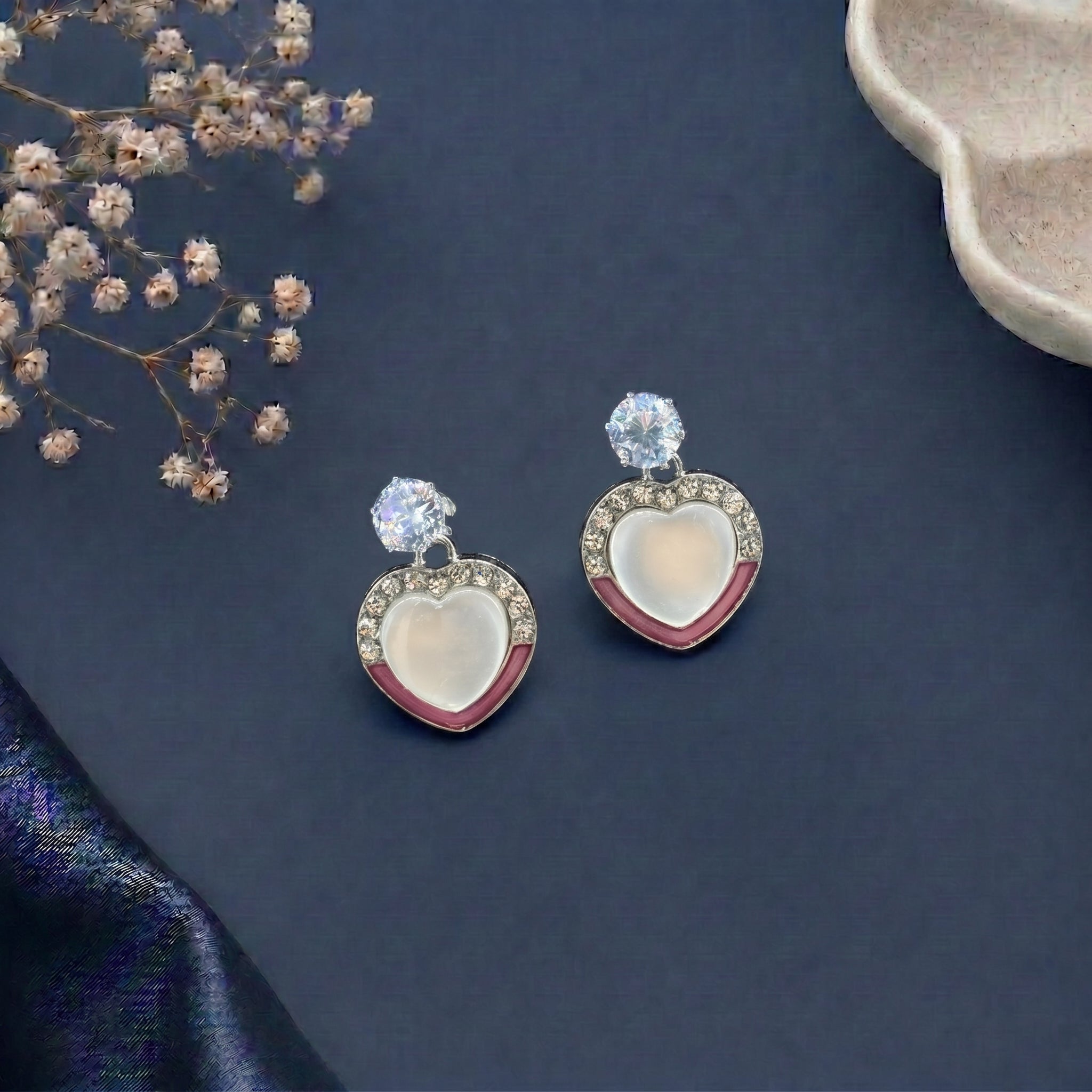 White stone studed epoxy earring