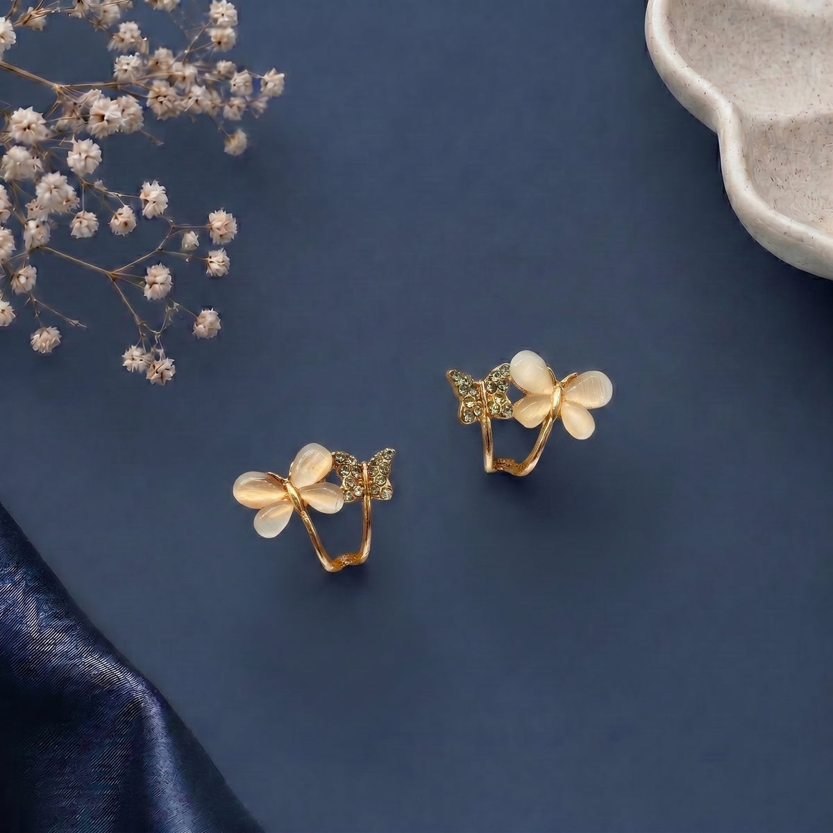 Delicate butterfly with stone earring