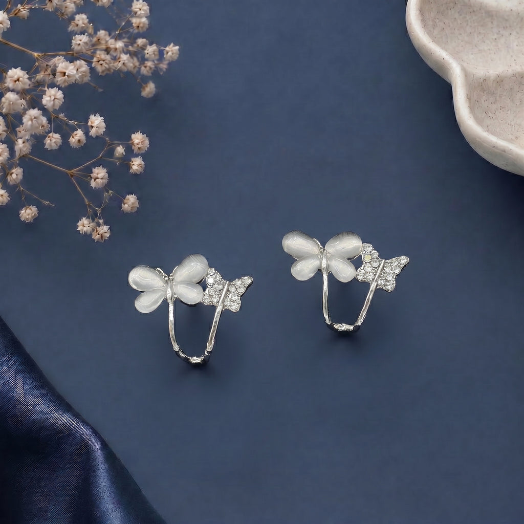 Delicate butterfly with stone earring