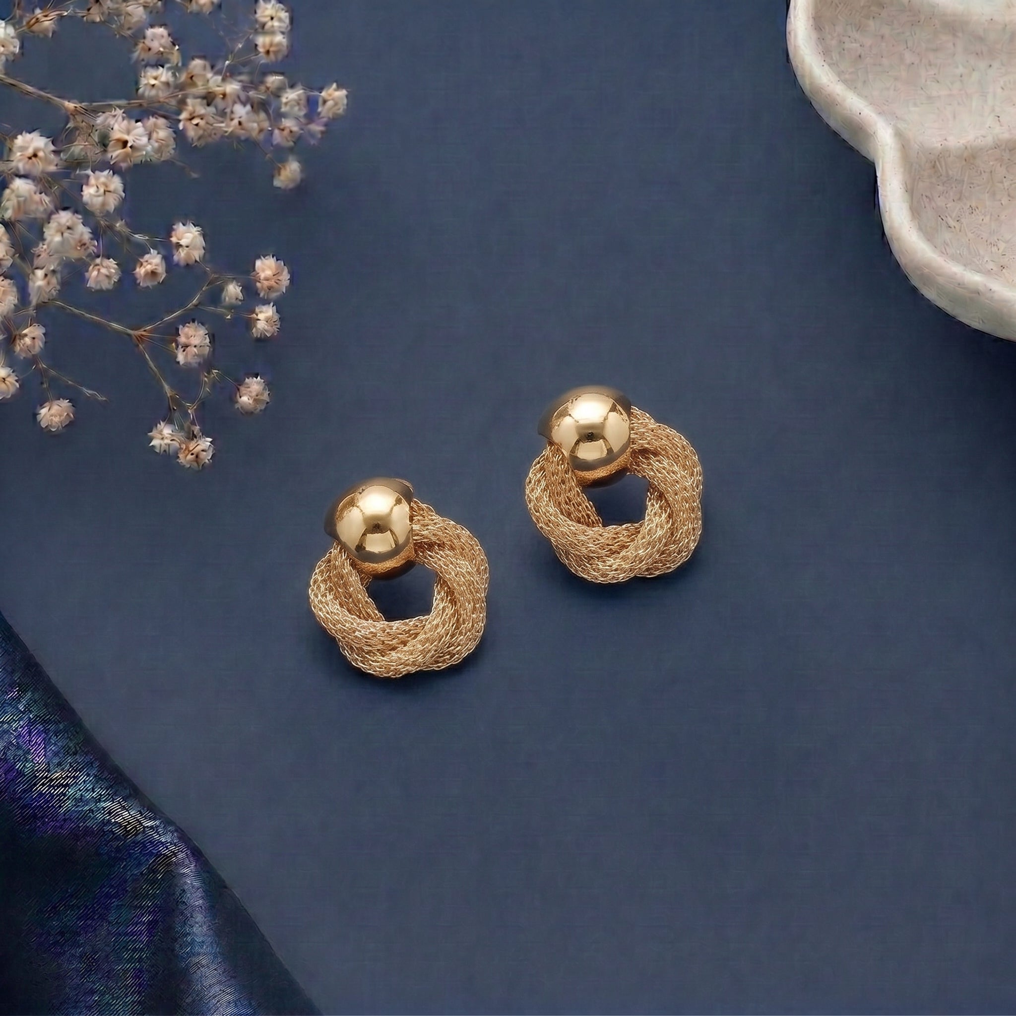 Twisted knot stud earring
