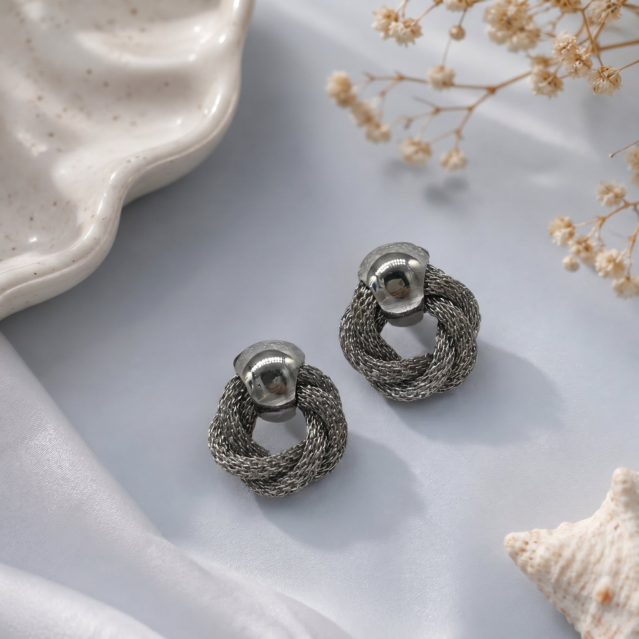 Twisted knot stud earring