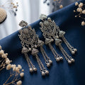oxidised long tassel jhumkas earrings