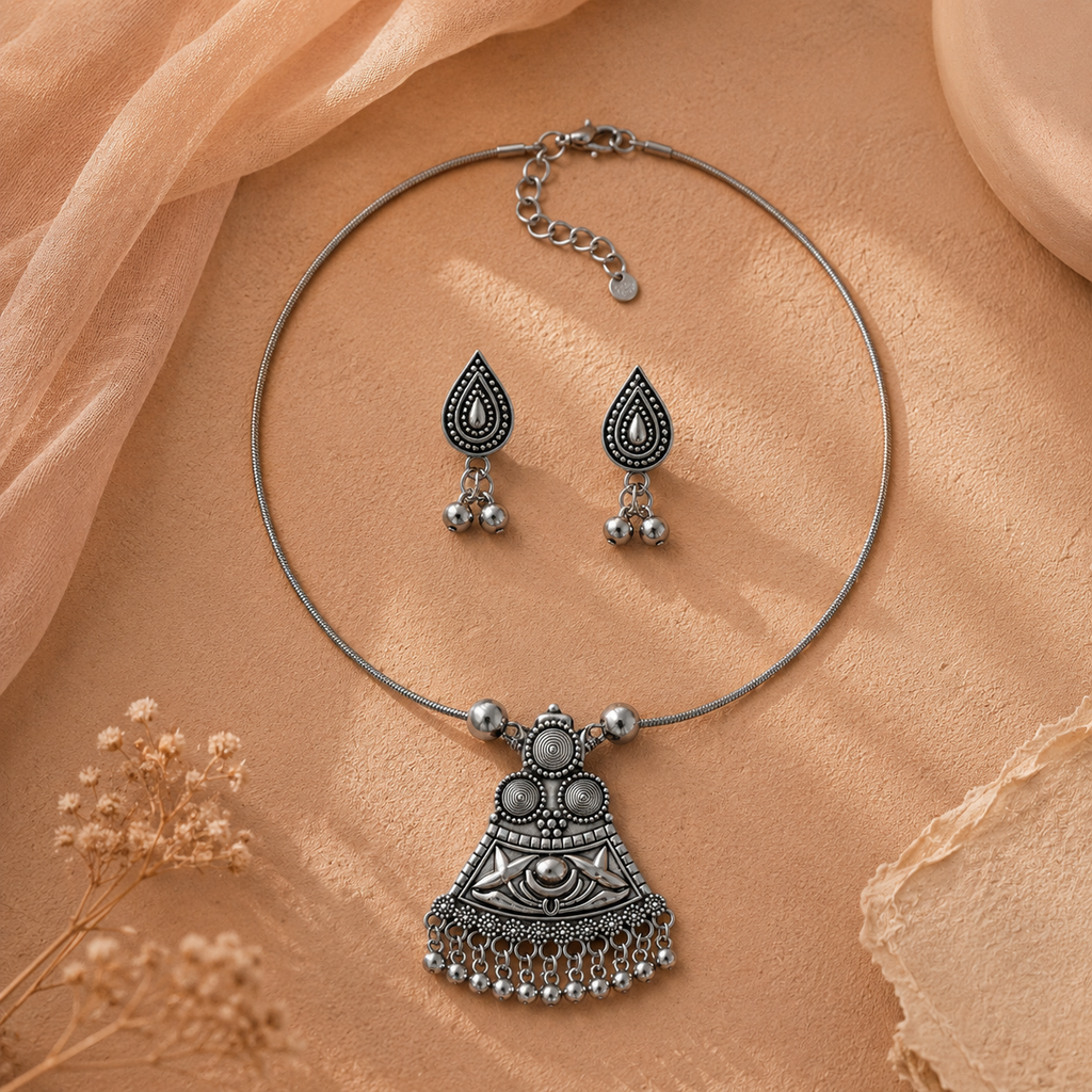 Traditional Oxidise necklace  with earring