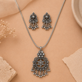 Oxidised intricate floral necklace