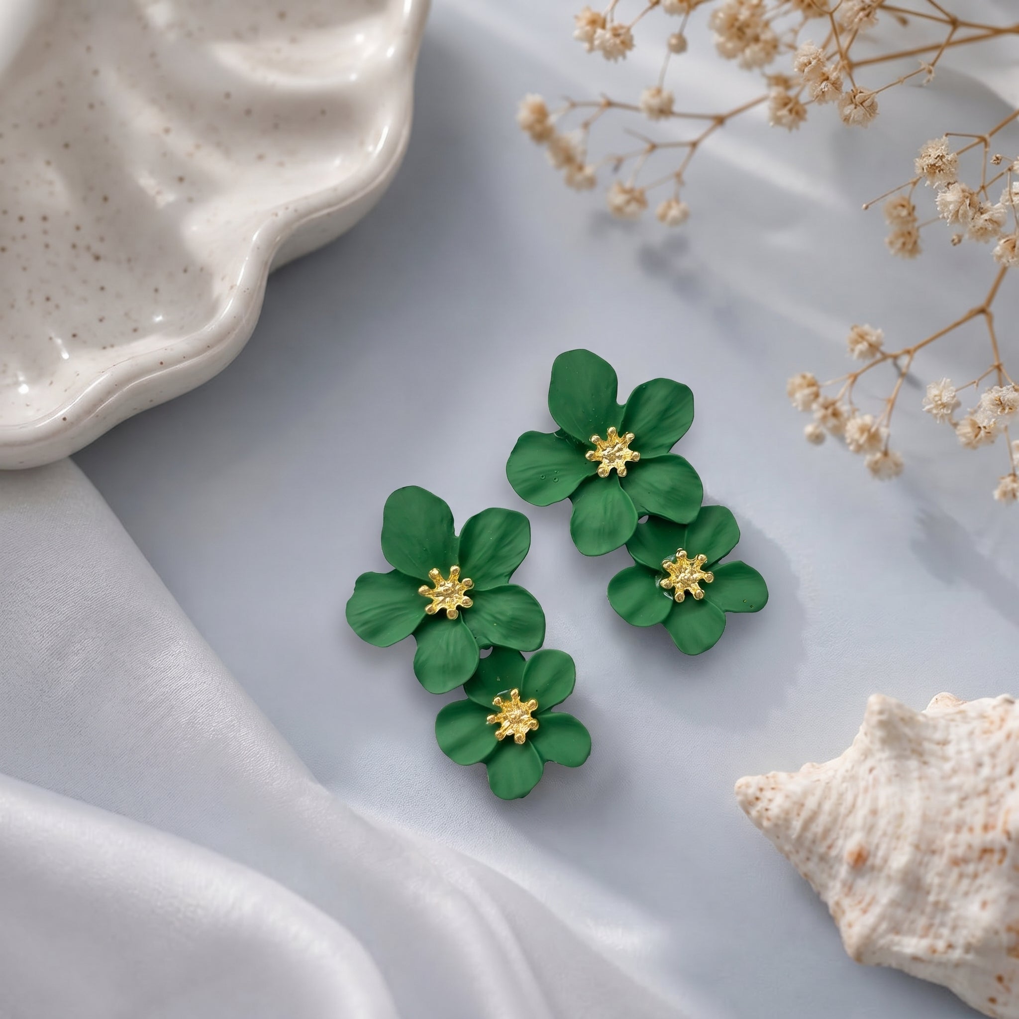 Dual flower earring
