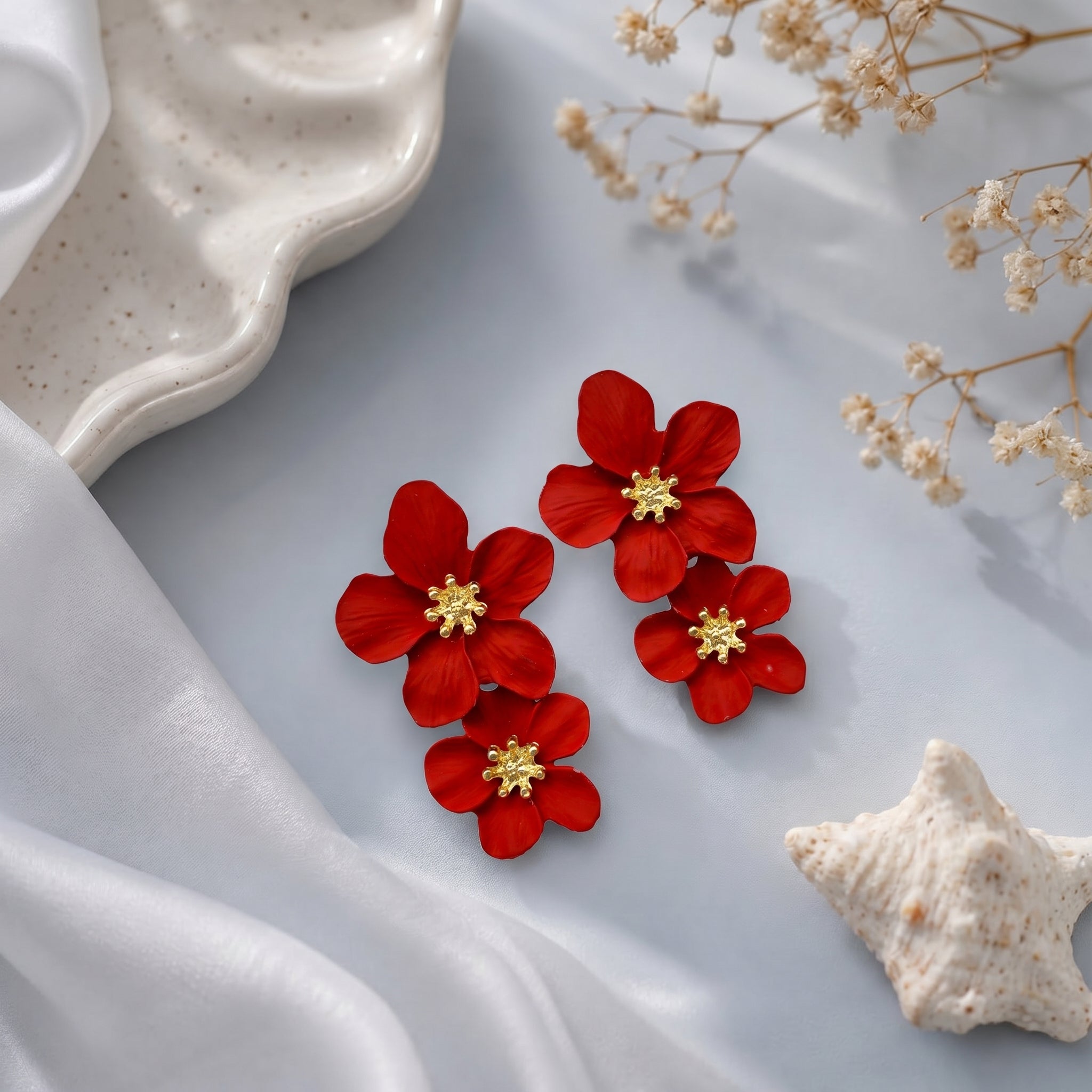 Dual flower earring