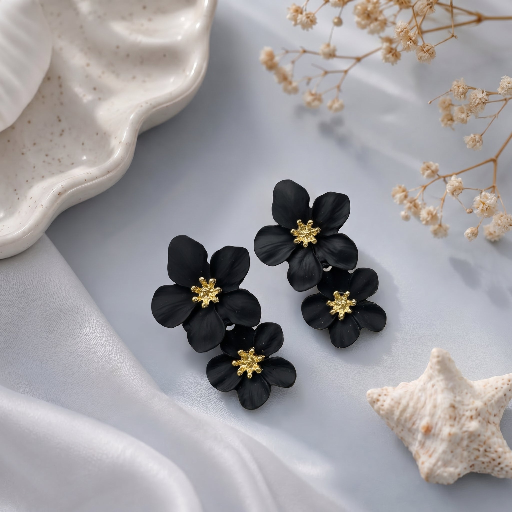 Dual flower earring