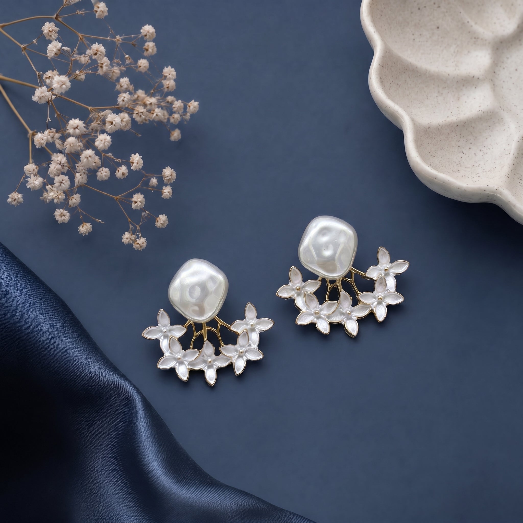 Square head floral earring