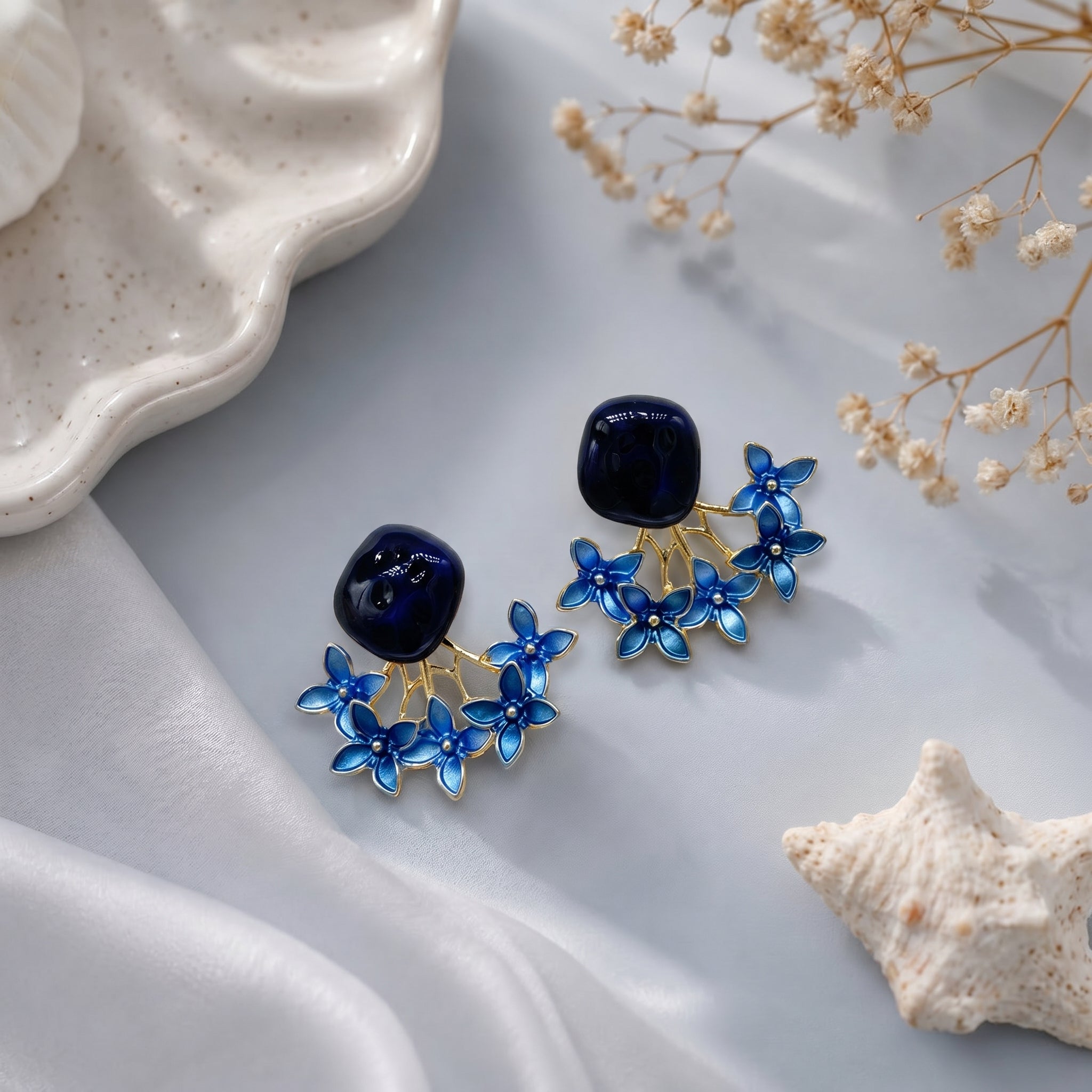 Square head floral earring