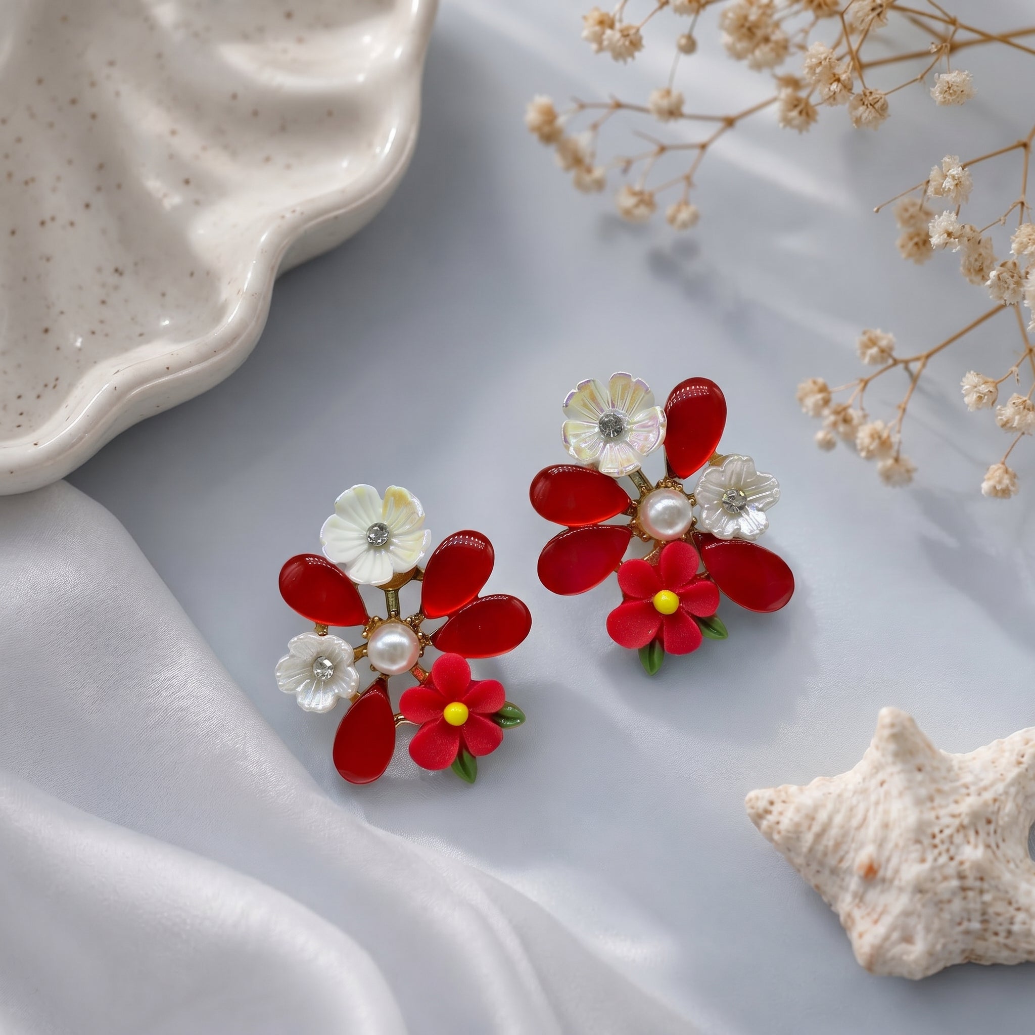 Stone studded floral earring