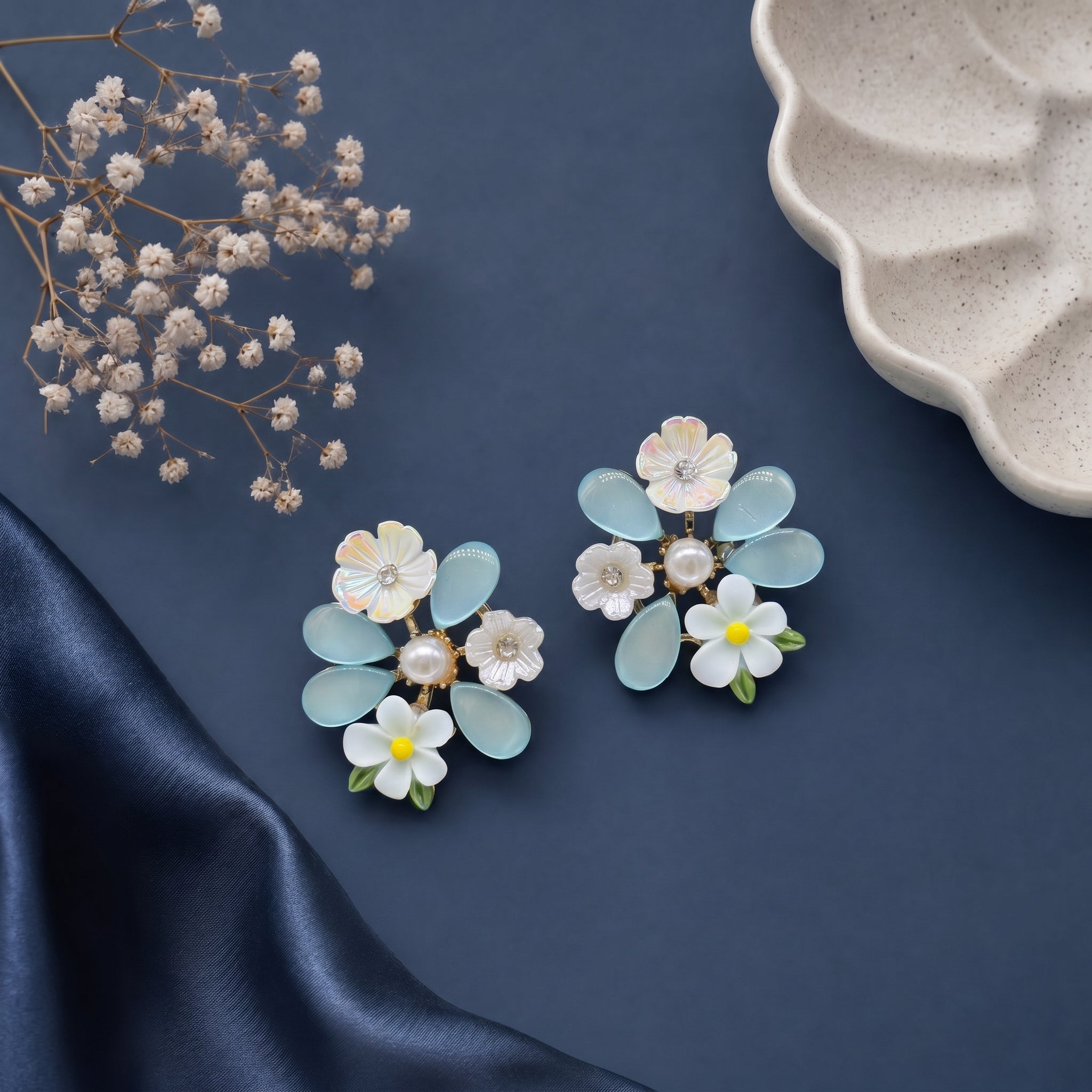 Stone studded floral earring