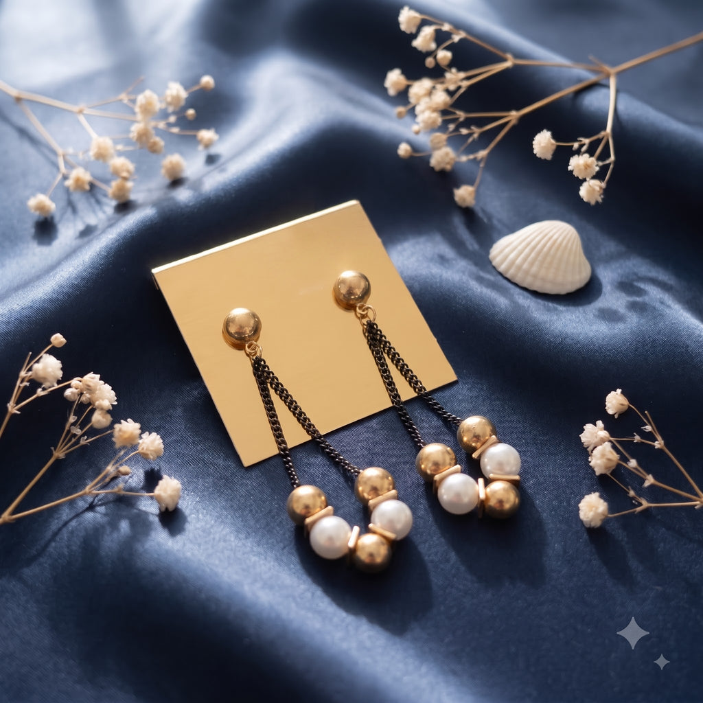 Pearl drop multi strand earring