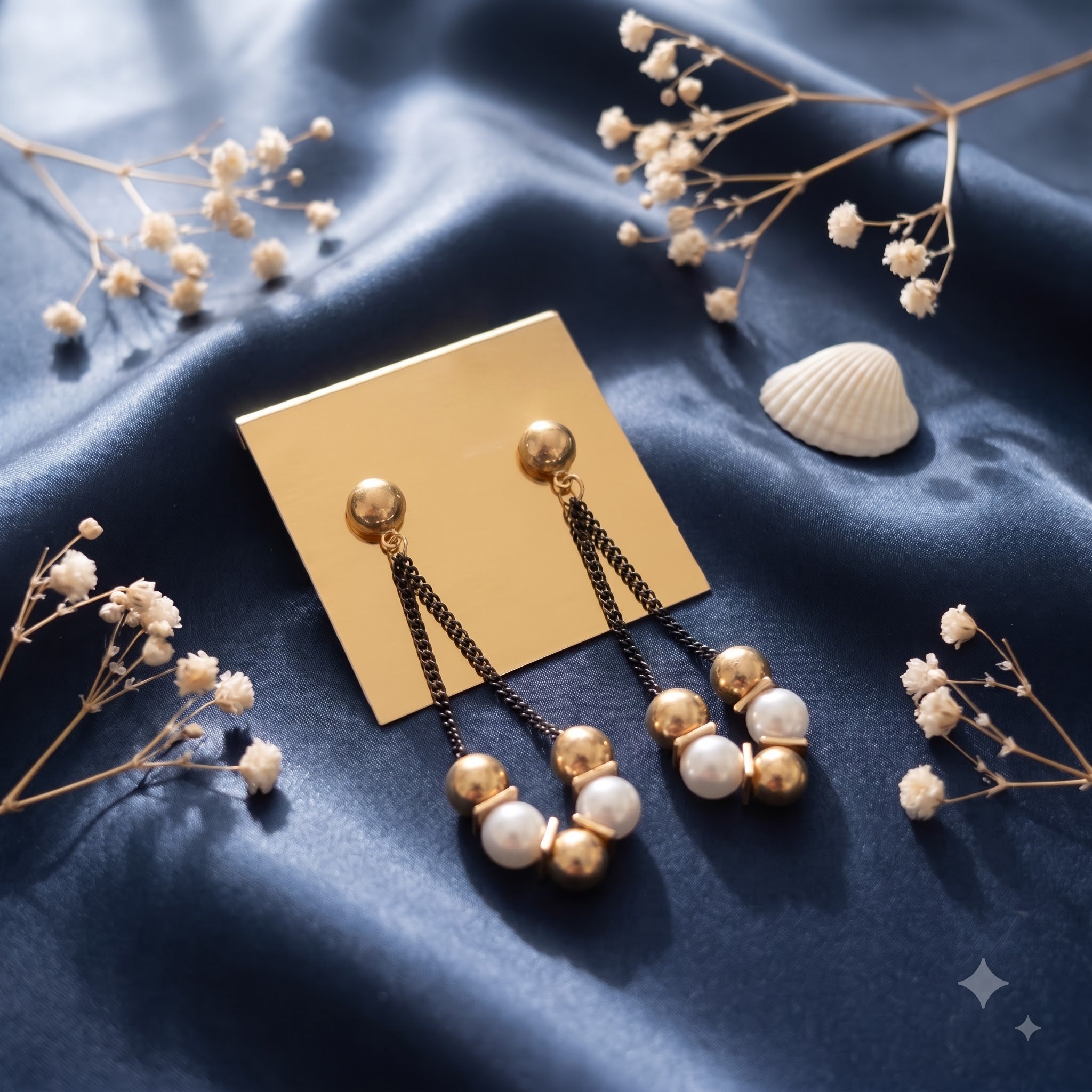 Pearl drop multi strand earring