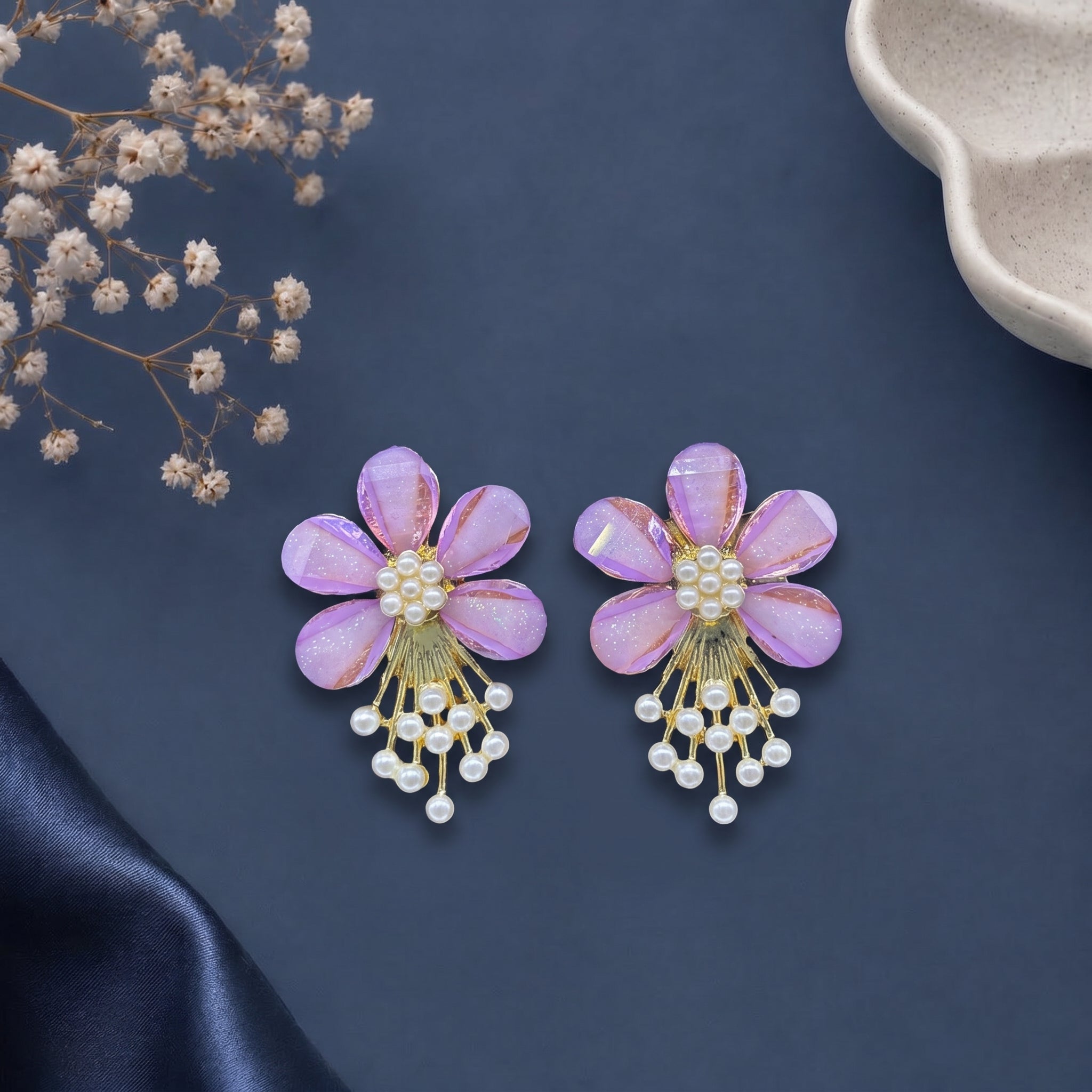 Floral head with tiny pearl earring